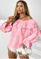 Ażurowa bluzka hiszpanka Summer Seaside beżowa