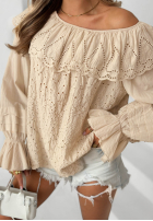 Ażurowa bluzka hiszpanka Summer Seaside beżowa