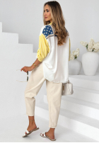 Koszula oversize z haftami i paskami Salina biała