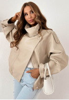 Skórzana  kurtka ze ściągaczem Amber Mood oliwkowa