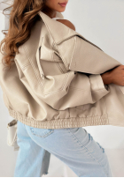 Skórzana  kurtka ze ściągaczem Amber Mood oliwkowa