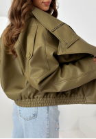 Skórzana  kurtka ze ściągaczem Amber Mood oliwkowa