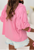 Bluzka z ażurowymi bufkami Positano Holiday biała