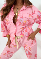 Kurtka w kwiaty Olive beżowa