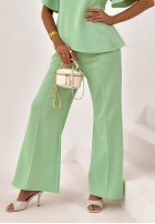 Komplet asymetryczna bluzka i spodnie wide leg Comfy Trip pistacjowy