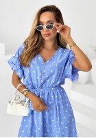 Wiązana sukienka w groszki Take A Chance niebieska