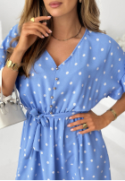Wiązana sukienka w groszki Take A Chance niebieska