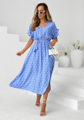 Dress w Spots z paskiem i wiskozą Take A Chance blue
