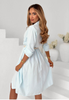 Sztruksowa koszulowa sukienka z paskiem Pure Moment beżowa