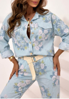 Kurtka w kwiaty Olive beżowa