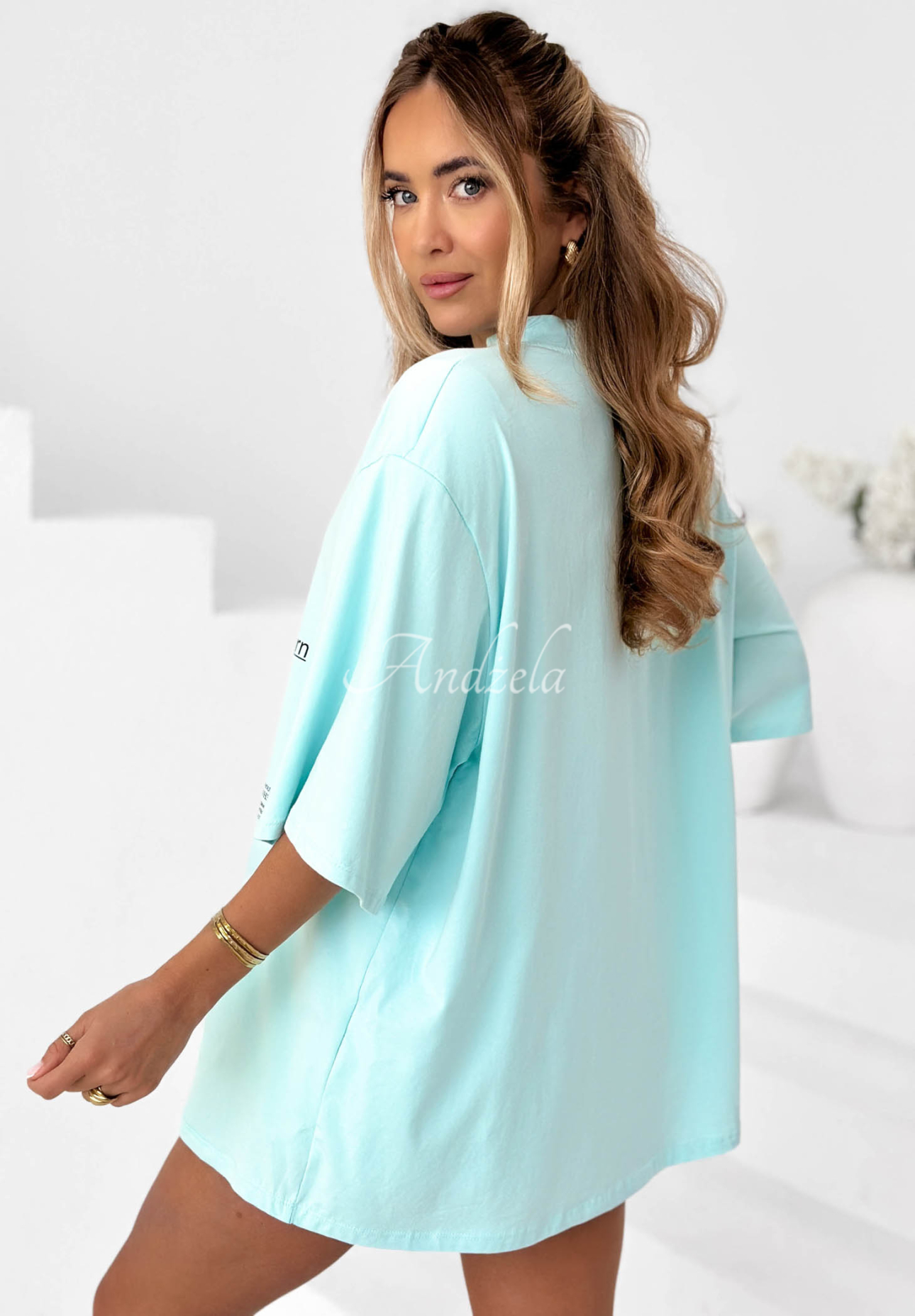 Light blue cotton T-shirt with "Baguette" print