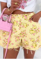 Jeansowe szorty w kwiaty Sunny Flora białe