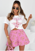 Jeansowe szorty w kwiaty Sunny Flora białe