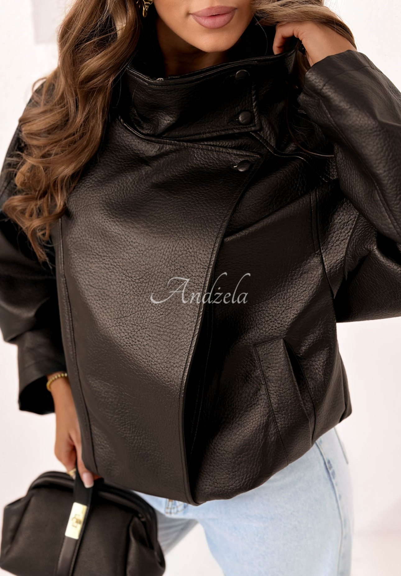 Amber Mood Chocolate Brown Leather Jacket with Drawstring
