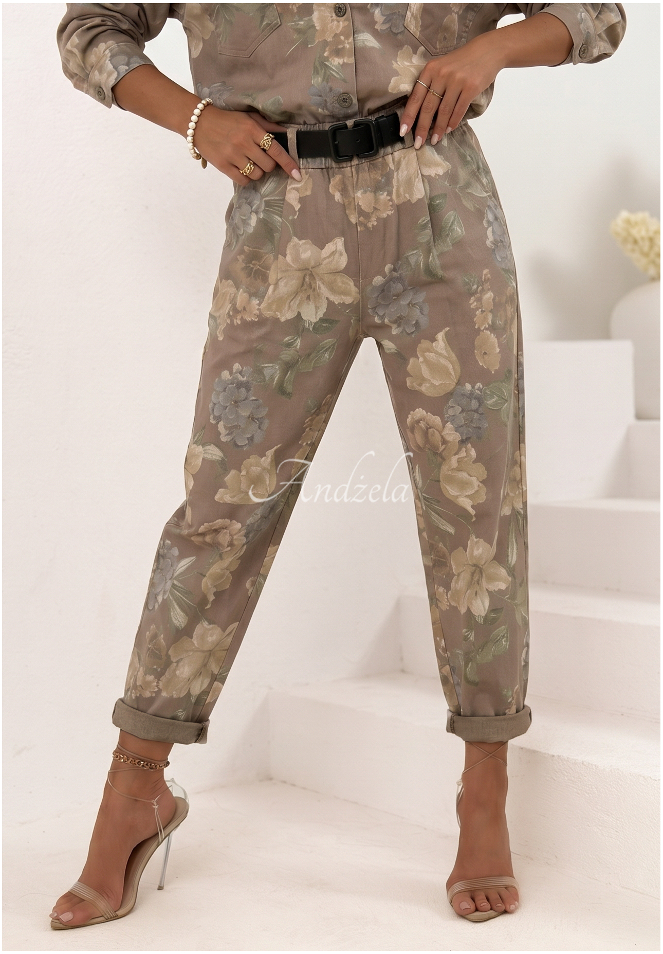 Take It Easy chocolate-colored floral balloon pants