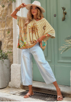 T-shirt oversize we wzory Hot Sun beżowy