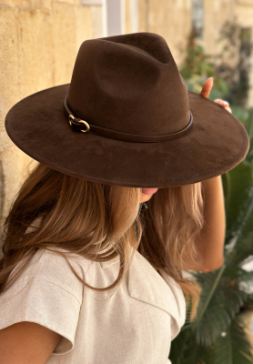 Tropical Dreamer Chocolate Suede Hat with Strap