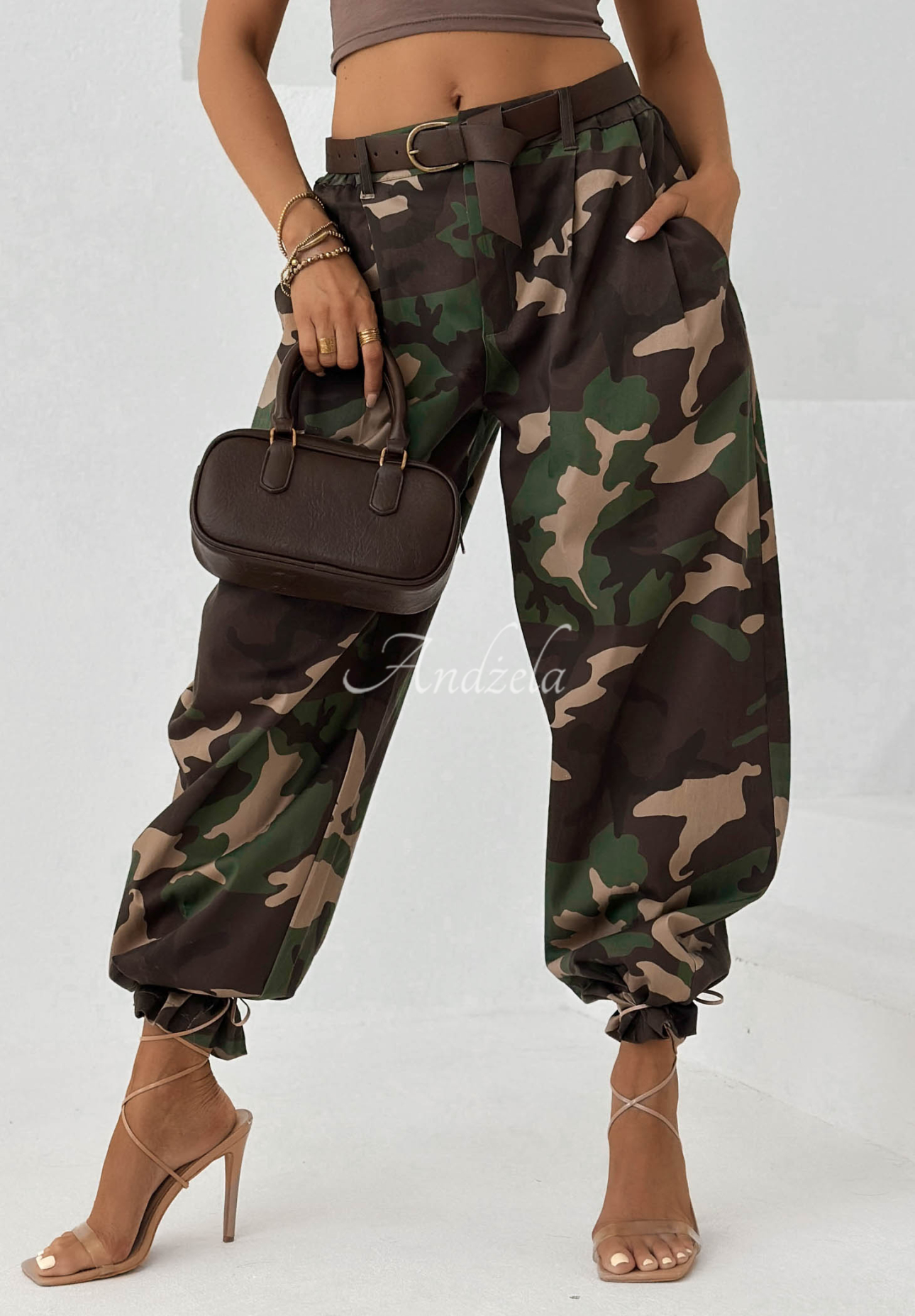 Camo Charm khaki lyocell balloon pants