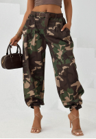 Materiałowe spodnie balloon moro Camo Charm khaki