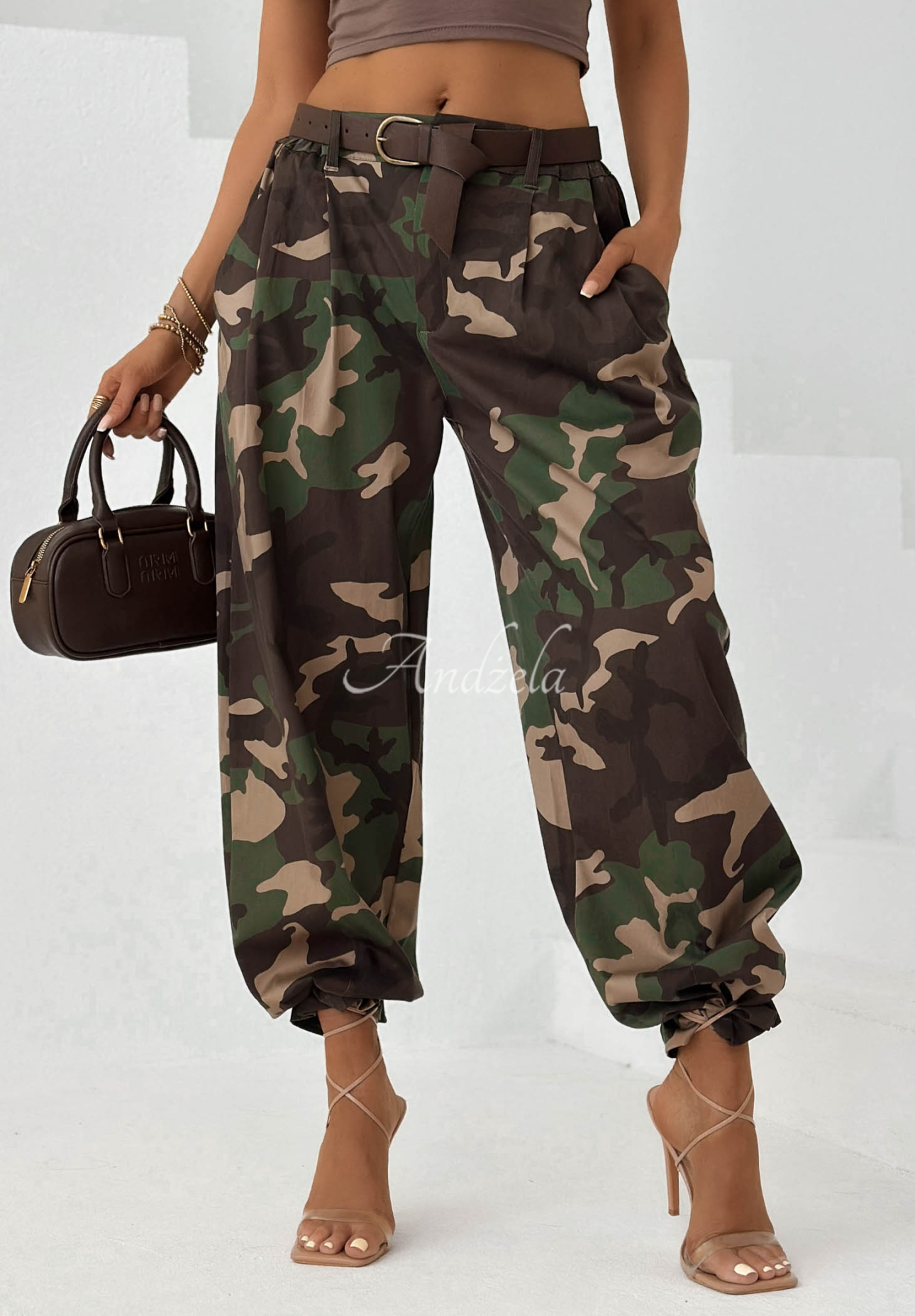 Camo Charm khaki lyocell balloon pants
