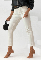 Spodnie jeansowe mom fit z paskiem Time Passes ecru