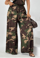 Wiskozowe spodnie wide leg moro Fancy Cover khaki