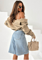 Spodnie jeansowe bermudy z paskiem Just Denim niebieskie