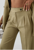 Materiałowe spodnie wide leg Sand Club beżowe