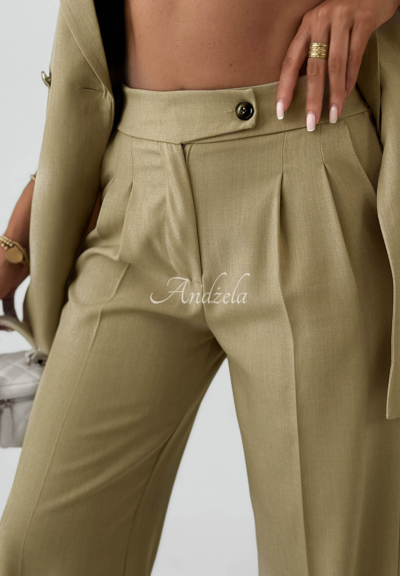 Sand Club khaki wide-leg cotton-viscose pants
