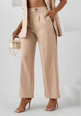 Sand Club beige wide-leg fabric pants with viscose
