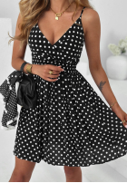 Sukienka mini na ramiączkach w groszki Solar Dots czerwona