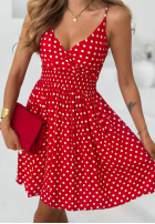 Sukienka mini na ramiączkach w groszki Solar Dots czerwona