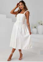 Sukienka midi na wiązanych ramiączkach Sunset Aura ecru