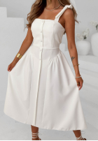 Sukienka midi na wiązanych ramiączkach Sunset Aura biała