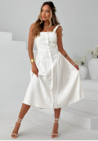 Sukienka midi na wiązanych ramiączkach Sunset Aura biała