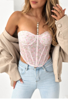 Gorsetowy top na ramiączkach Sweet Me pudrowy róż