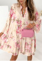 Kwiecista sukienka mini oversize Miss Florita biała