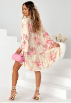 Kwiecista sukienka mini oversize Miss Florita biała