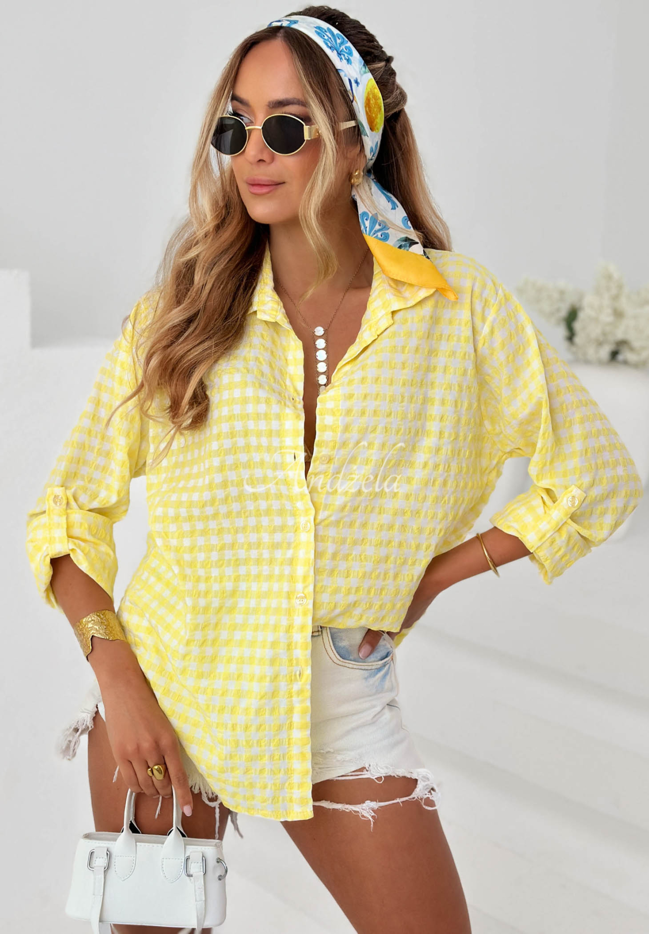 Just Believe Yellow Checkered Cotton Shirt