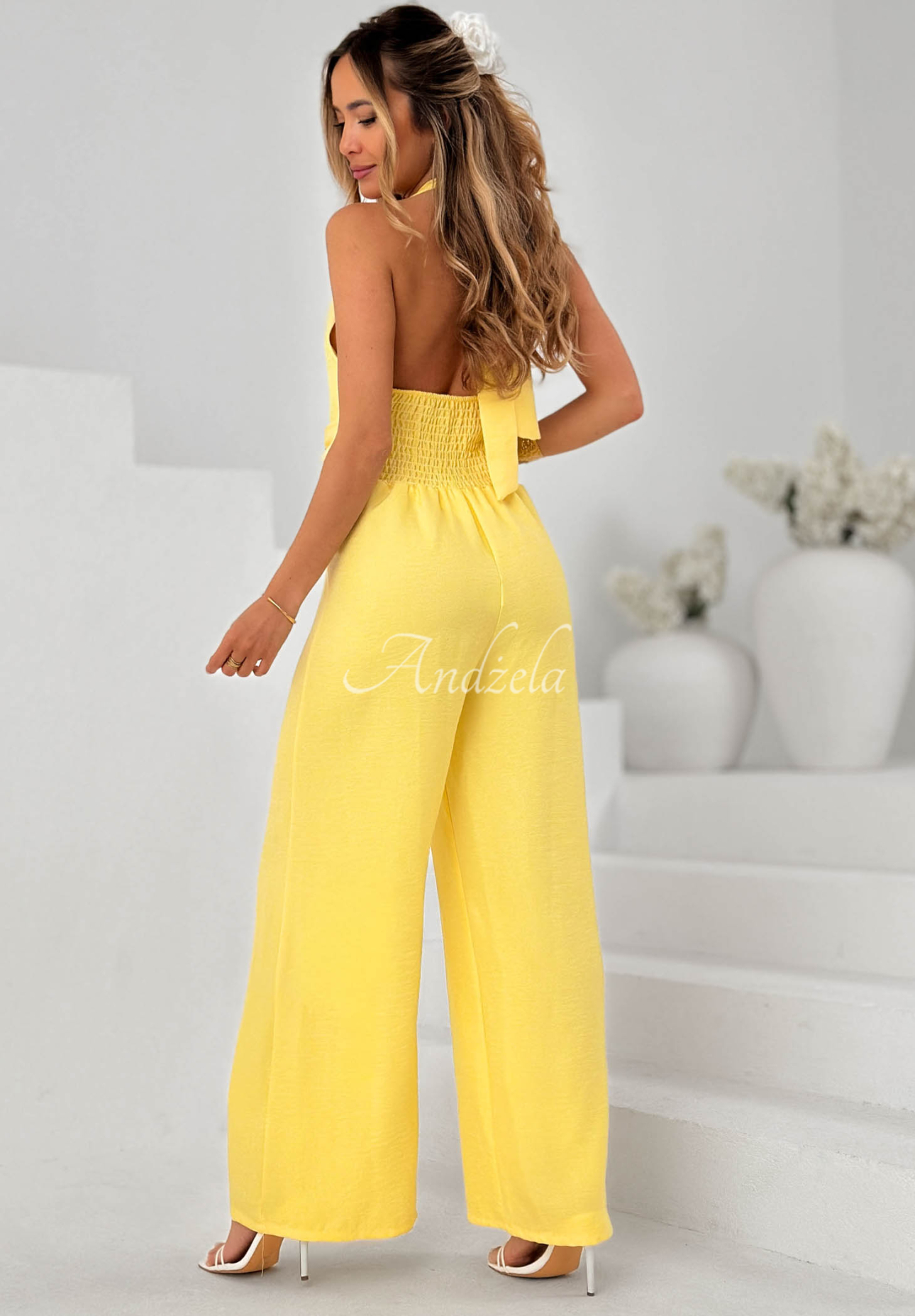 Długi kombinezon wide leg Sun Aura żółty