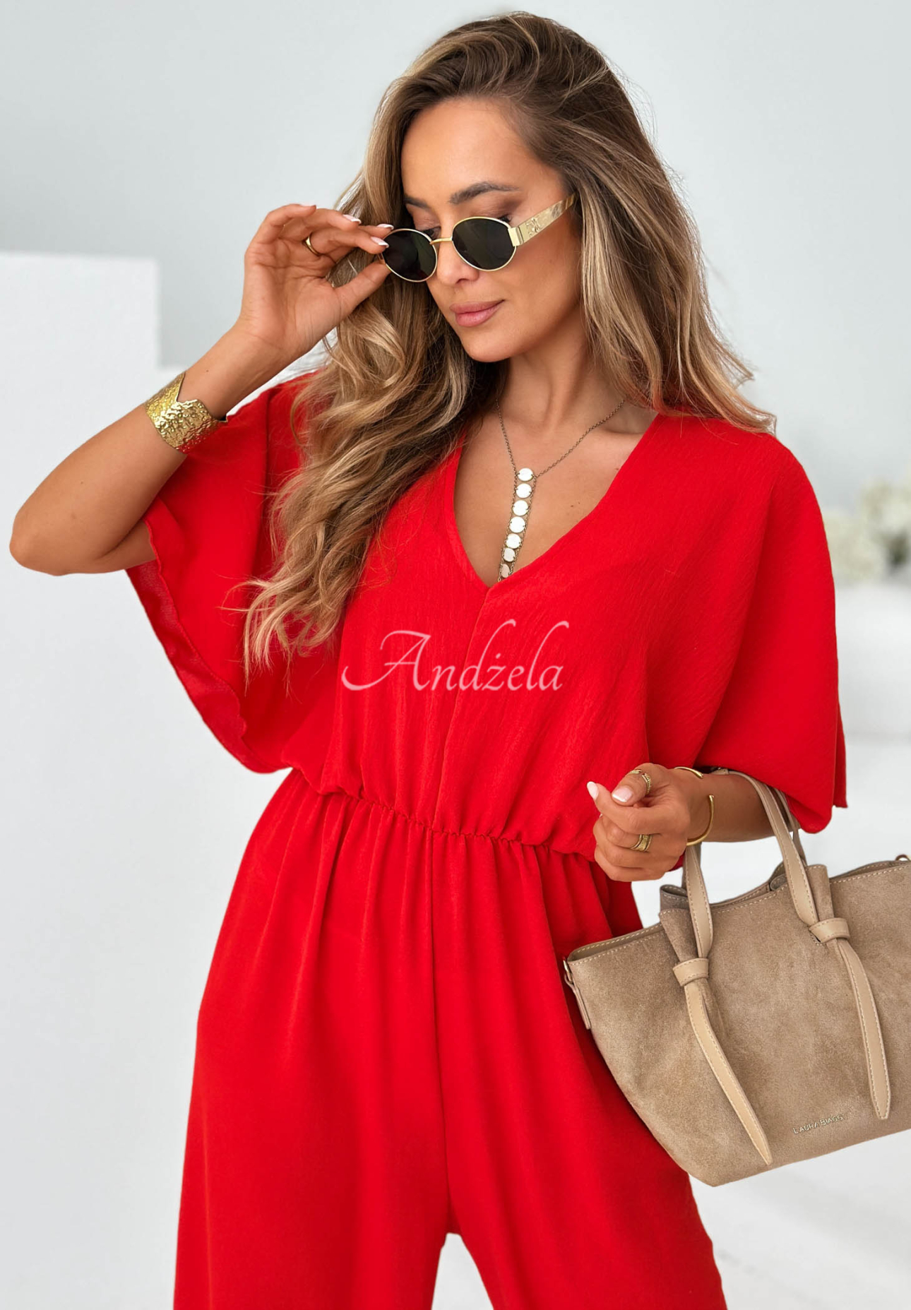 Forever Vacation Long Viscose Jumpsuit, Red