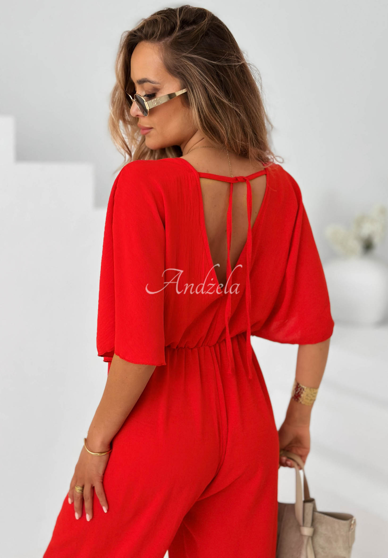 Forever Vacation Long Viscose Jumpsuit, Red