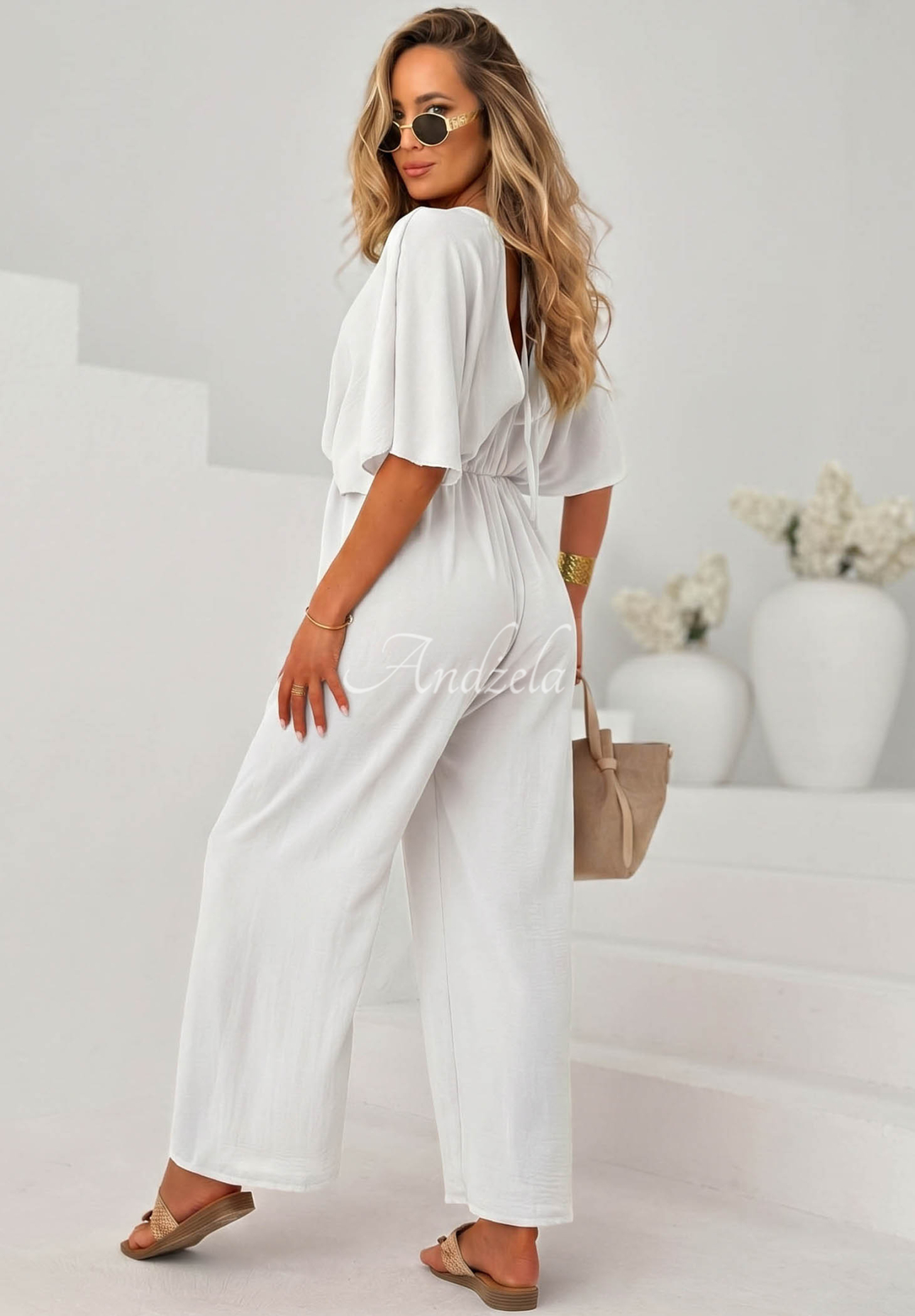 Forever Vacation Long White Viscose Jumpsuit