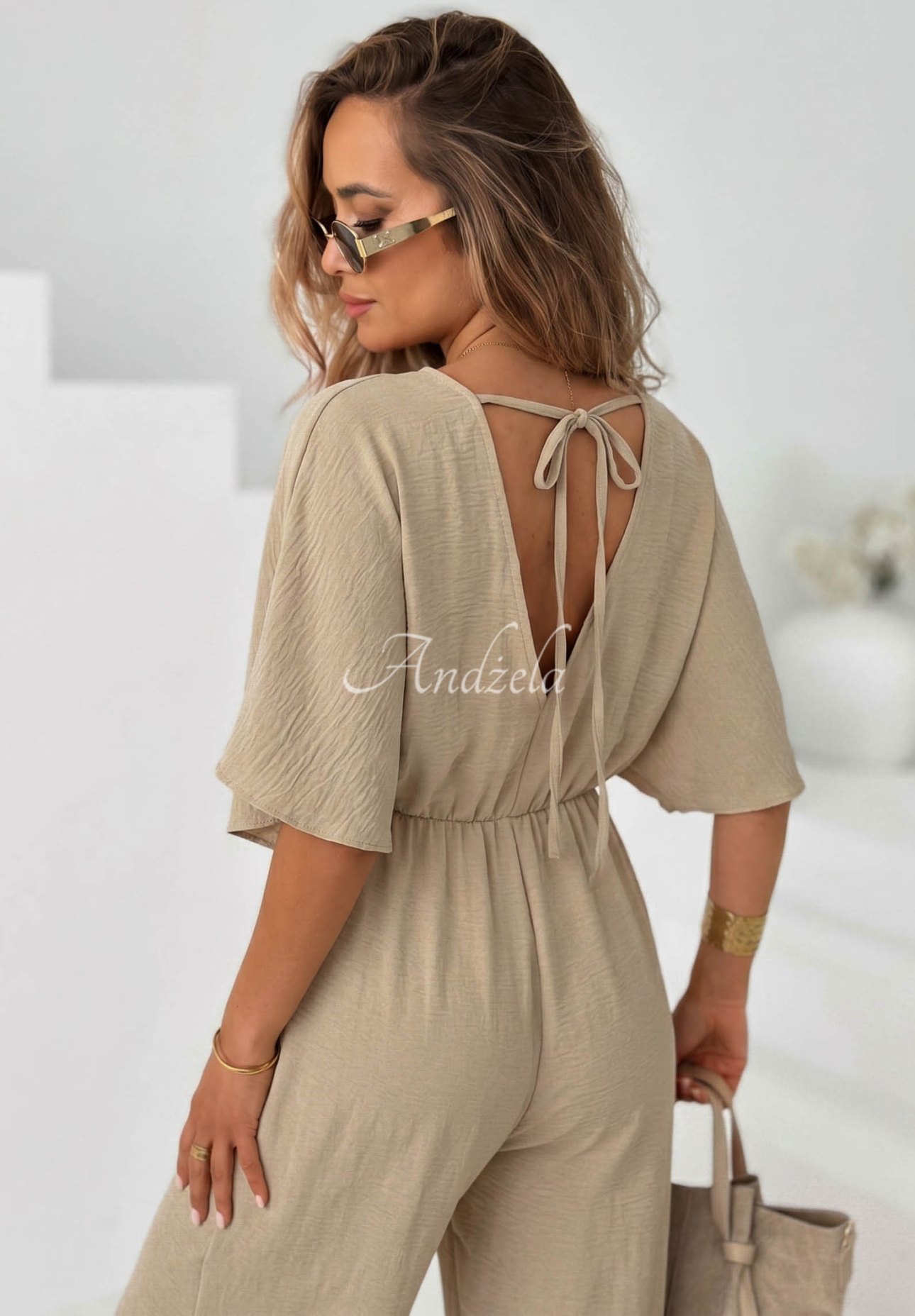 Forever Vacation Long Beige Viscose Jumpsuit