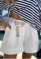 Safari Sun ecru short viscose shorts with a belt