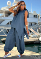Komplet top i spodnie joggery Sun Flame camelowy