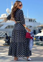 Koszulowa sukienka w groszki Summer Dots granatowa