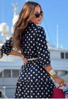 Koszulowa sukienka w groszki Summer Dots granatowa