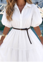 Koszulowa sukienka maxi z bufkami Summer Light granatowa