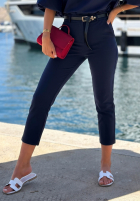 Bawełniane spodnie cygaretki Sunny Bari granatowe